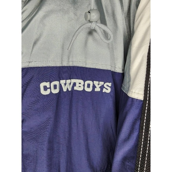 Starter Pro Line NFL Dallas Cowboys Puffer Nylon Coat 90s Shiny Men's La… - Picture 8 of 12